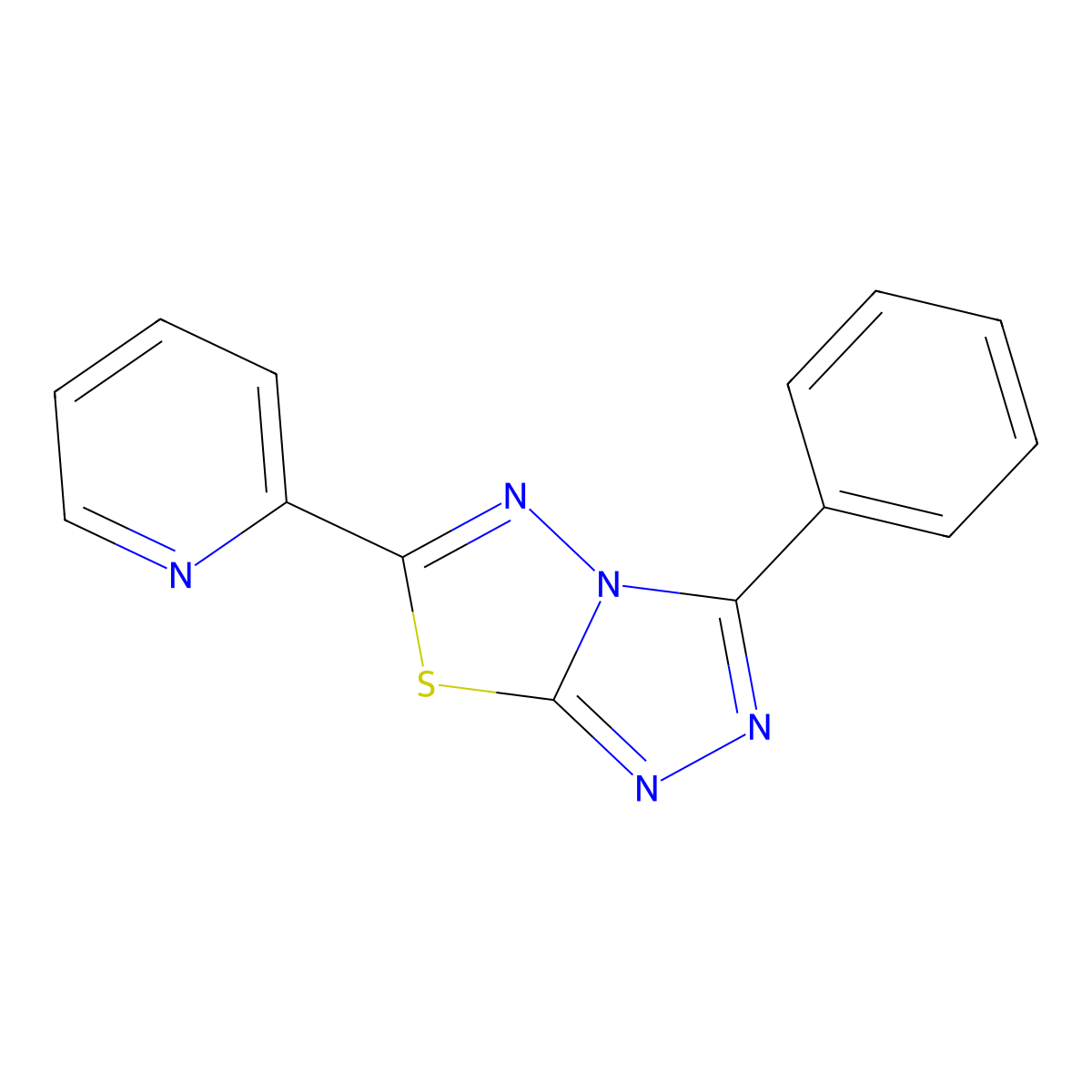 3-Phenyl-6-pyridin-2-yl-[1,2,4]triazolo[3,4-b][1,3,4]thiadiazole molecular structure, CAS 709004-24-0