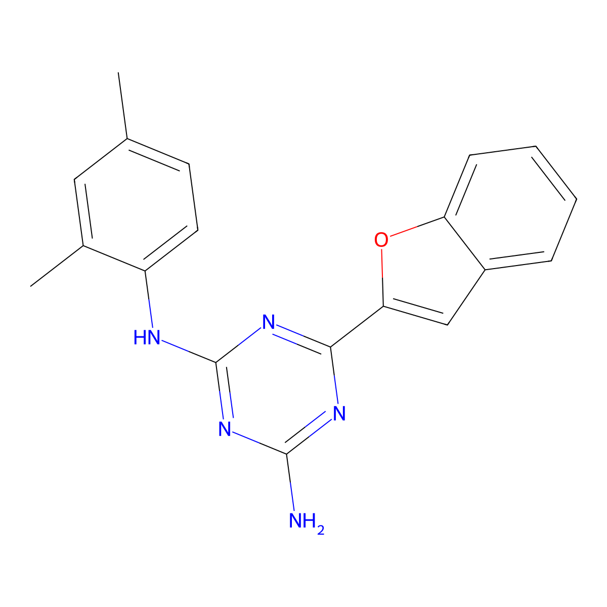 6-(1-benzofuran-2-yl)-N-(2,4-dimethylphenyl)-1,3,5-triazine-2,4-diamine molecular structure, CAS 709004-49-9