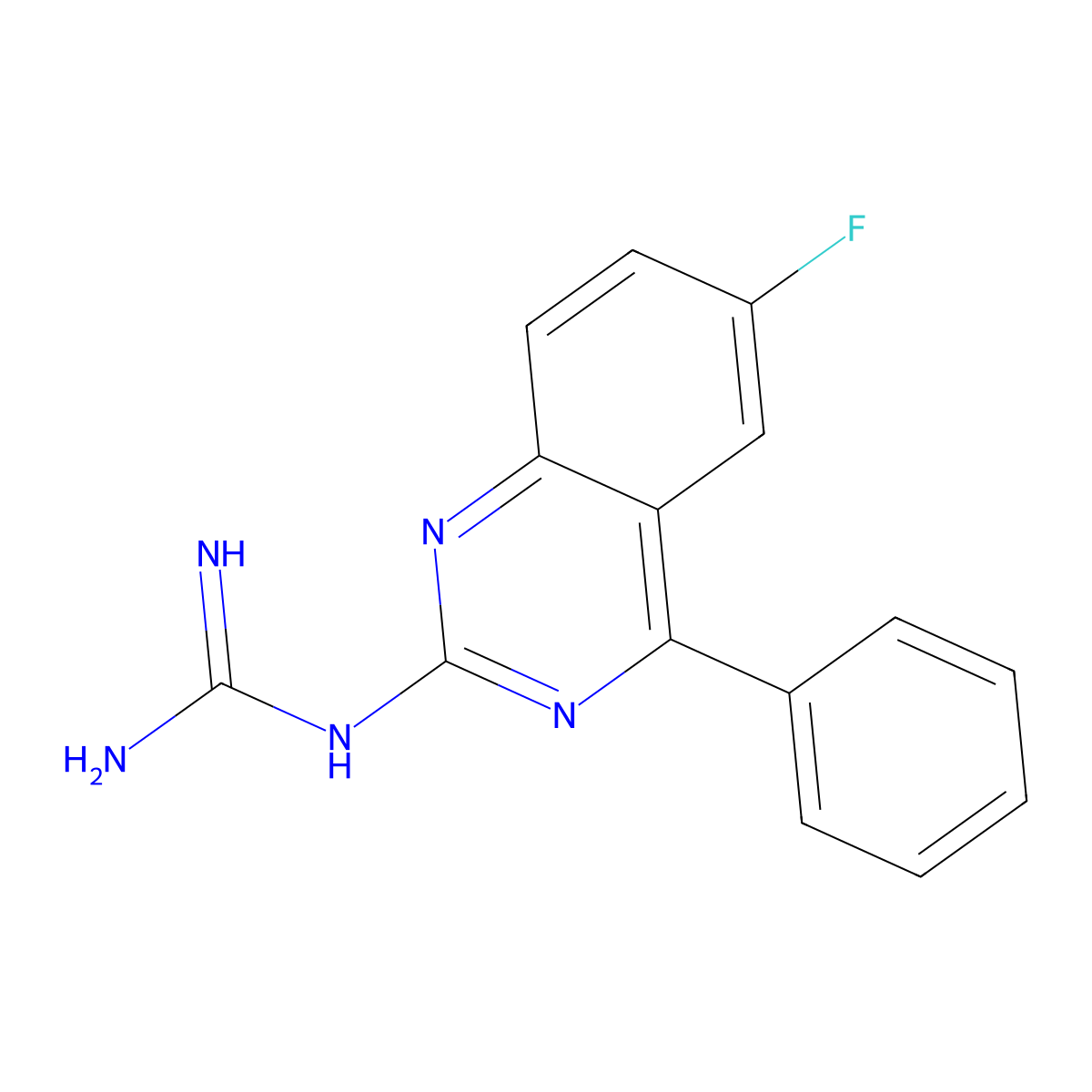 1-(6-Fluoro-4-phenylquinazolin-2-yl)guanidine molecular structure, CAS 709004-55-7
