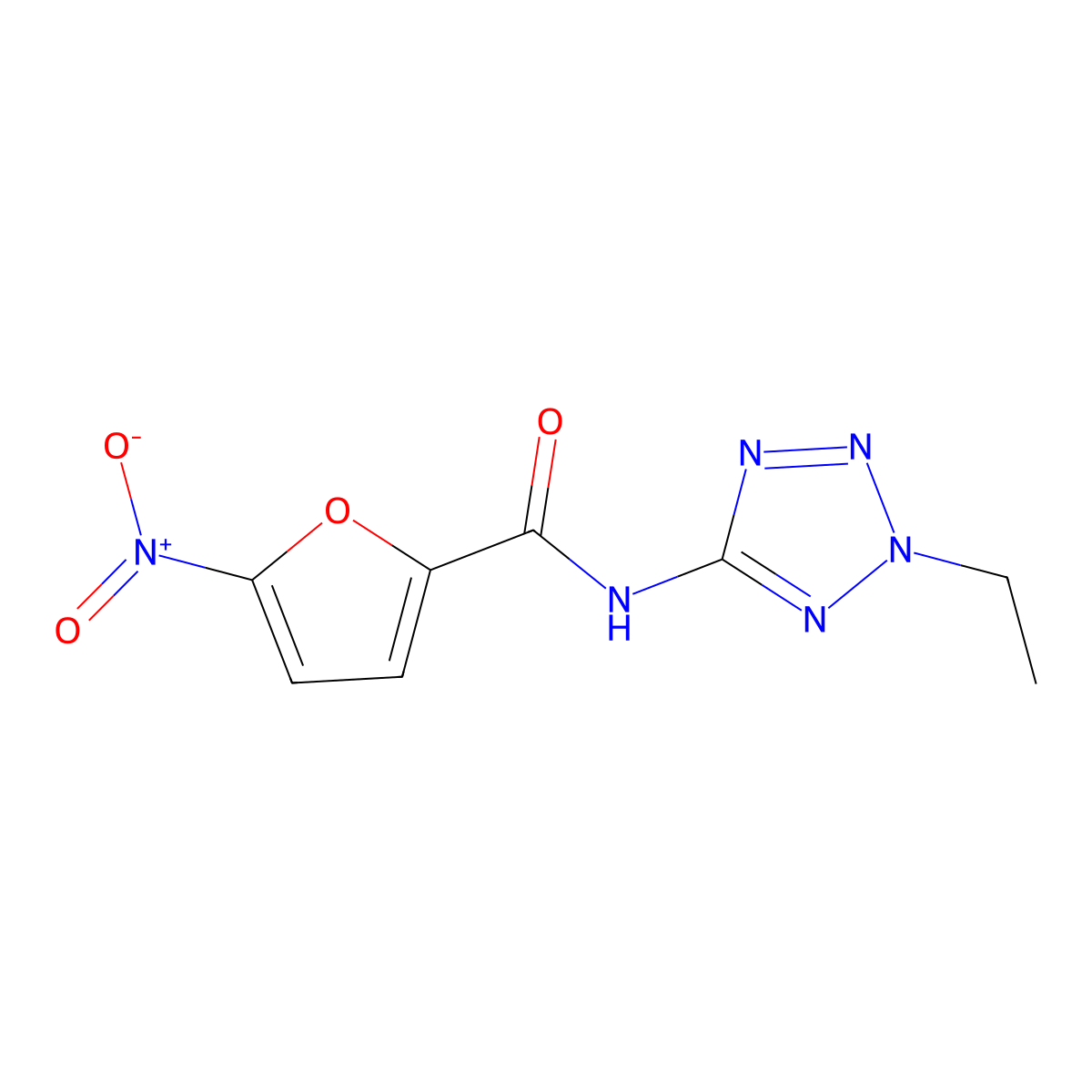 N-(2-ethyltetrazol-5-yl)-5-nitro-2-furamide molecular structure, CAS 709004-62-6