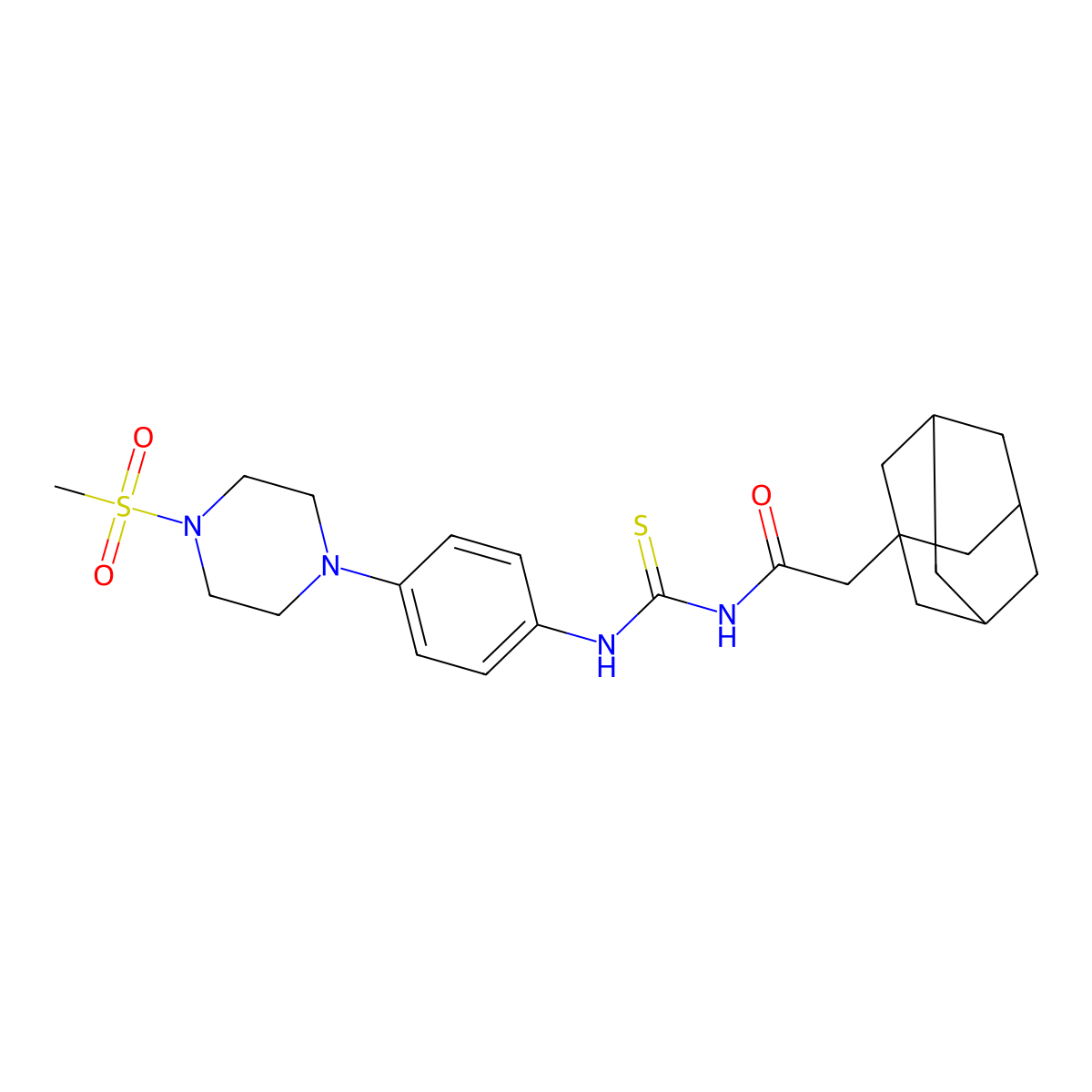 2-(1-adamantyl)-N-[[4-(4-methylsulfonylpiperazin-1-yl)phenyl]carbamothioyl]acetamide molecular structure, CAS 709004-75-1