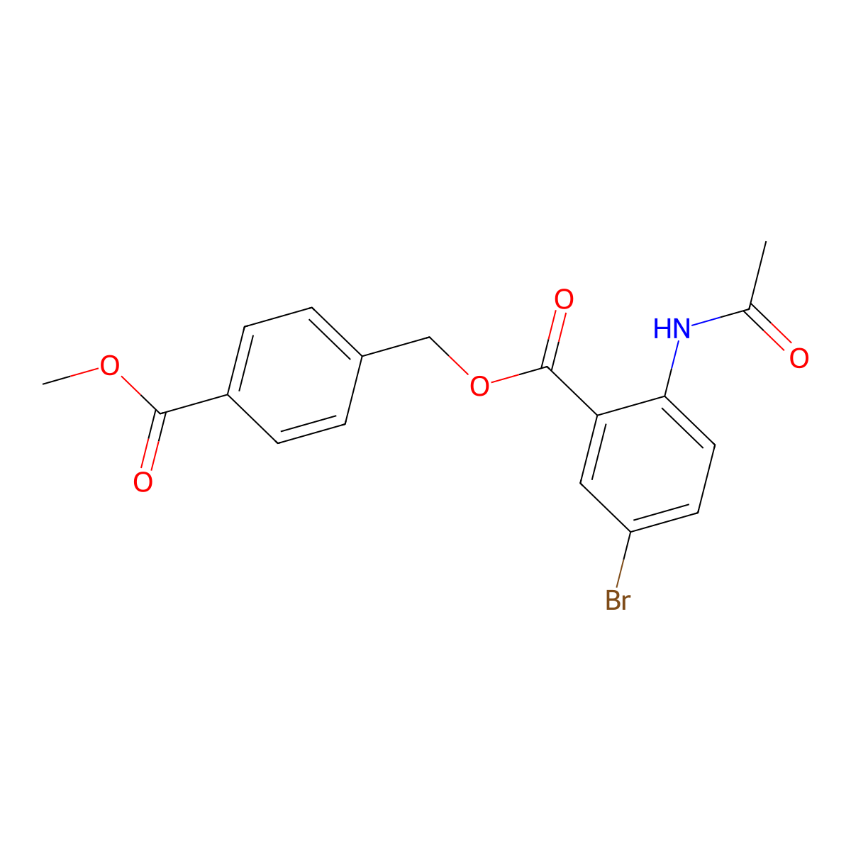 4-(Methoxycarbonyl)benzyl 2-(acetylamino)-5-bromobenzoate molecular structure, CAS 709004-76-2