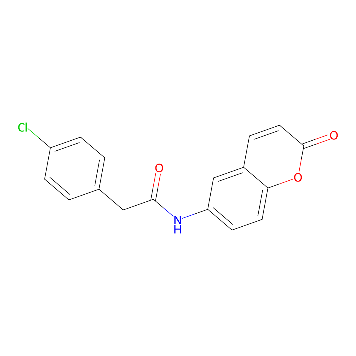 2-(4-chlorophenyl)-N-(2-oxochromen-6-yl)acetamide molecular structure, CAS 709004-80-8