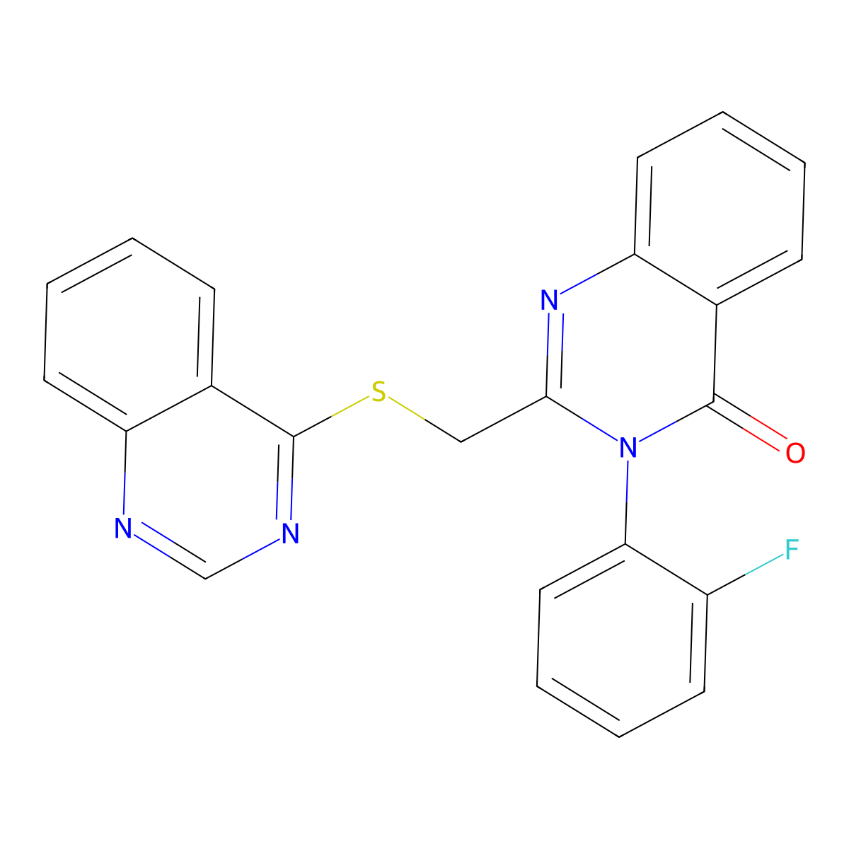 3-(2-Fluorophenyl)-2-(quinazolin-4-ylsulfanylmethyl)quinazolin-4-one molecular structure, CAS 709005-04-9