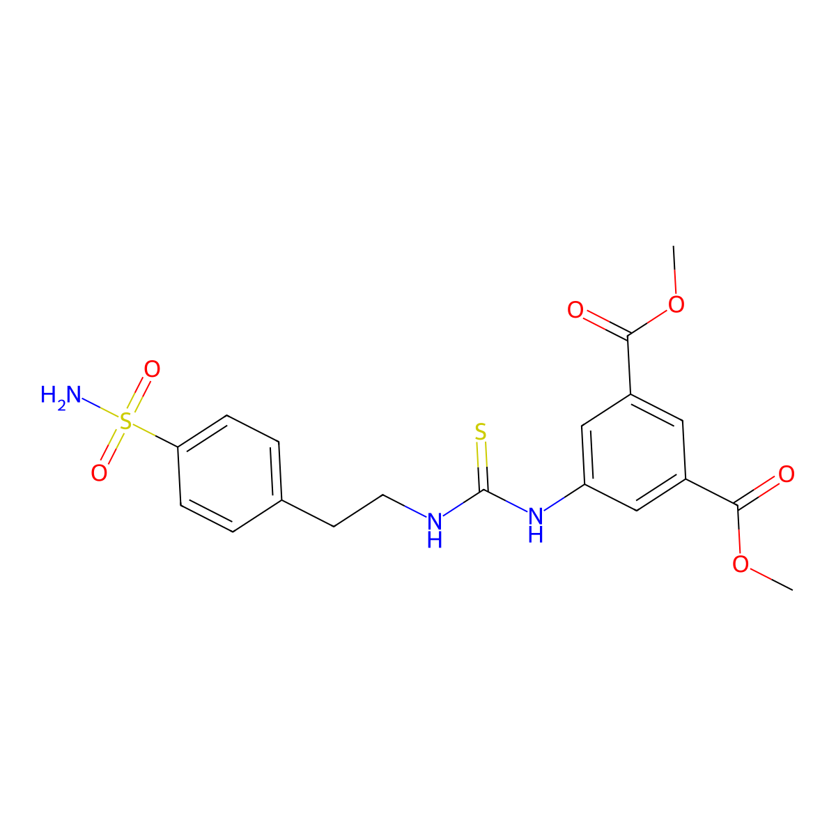 Dimethyl 5-({[2-(4-sulfamoylphenyl)ethyl]carbamothioyl}amino)benzene-1,3-dicarboxylate molecular structure, CAS 709005-17-4