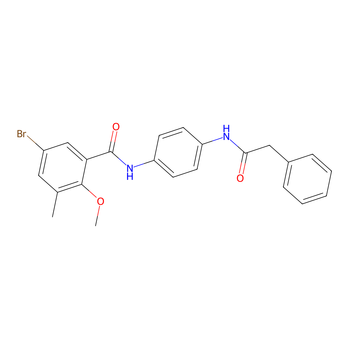 5-bromo-2-methoxy-3-methyl-N-[4-[(2-phenylacetyl)amino]phenyl]benzamide molecular structure, CAS 709005-20-9