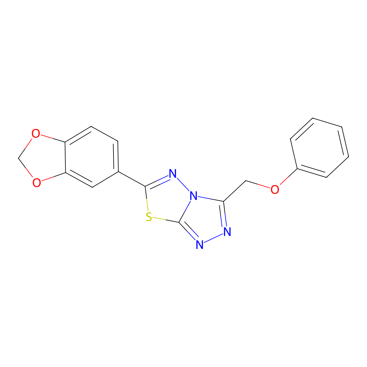 6-(1,3-Benzodioxol-5-yl)-3-(phenoxymethyl)-[1,2,4]triazolo[3,4-b][1,3,4]thiadiazole molecular structure, CAS 709005-26-5