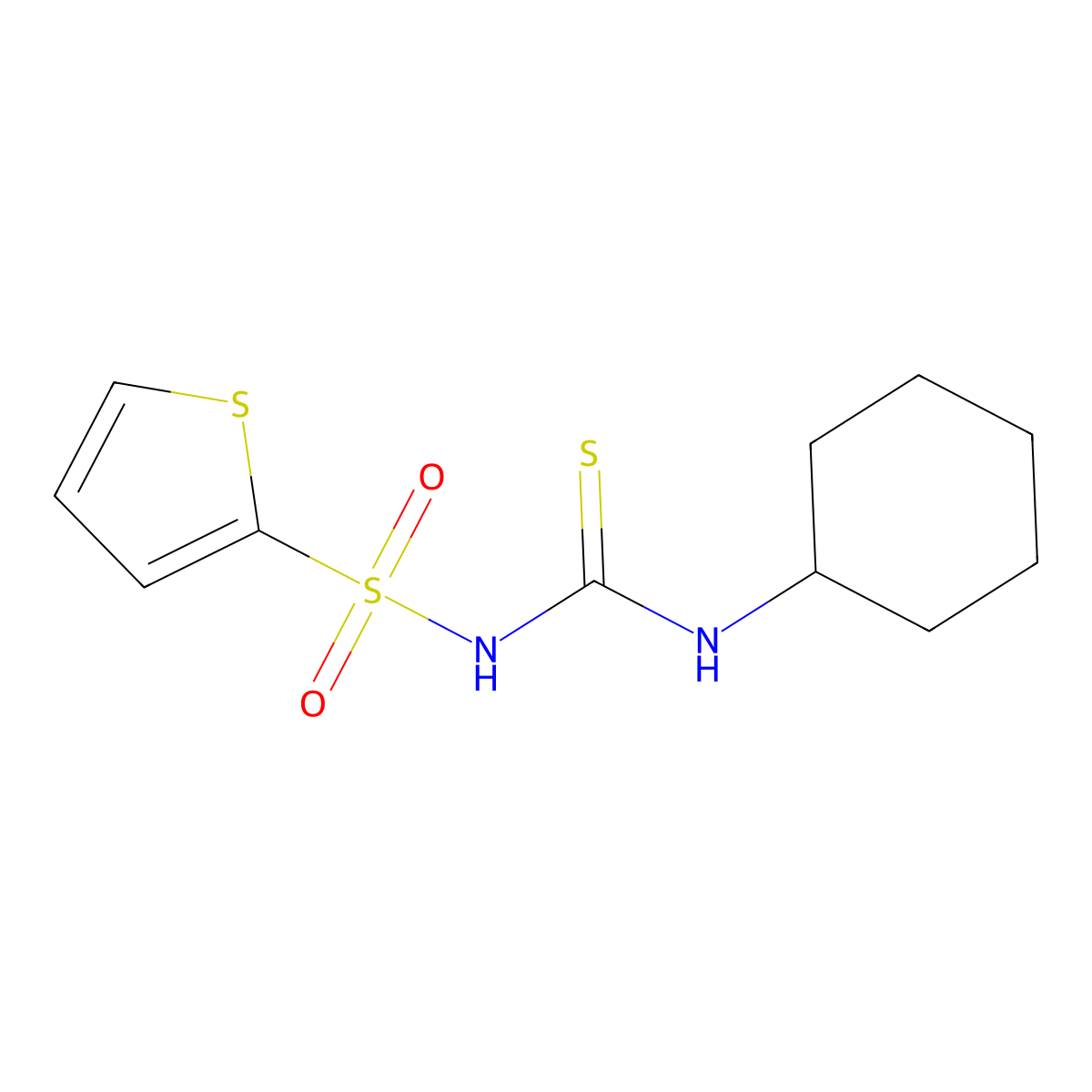 N-(cyclohexylcarbamothioyl)thiophene-2-sulfonamide molecular structure, CAS 709005-42-5