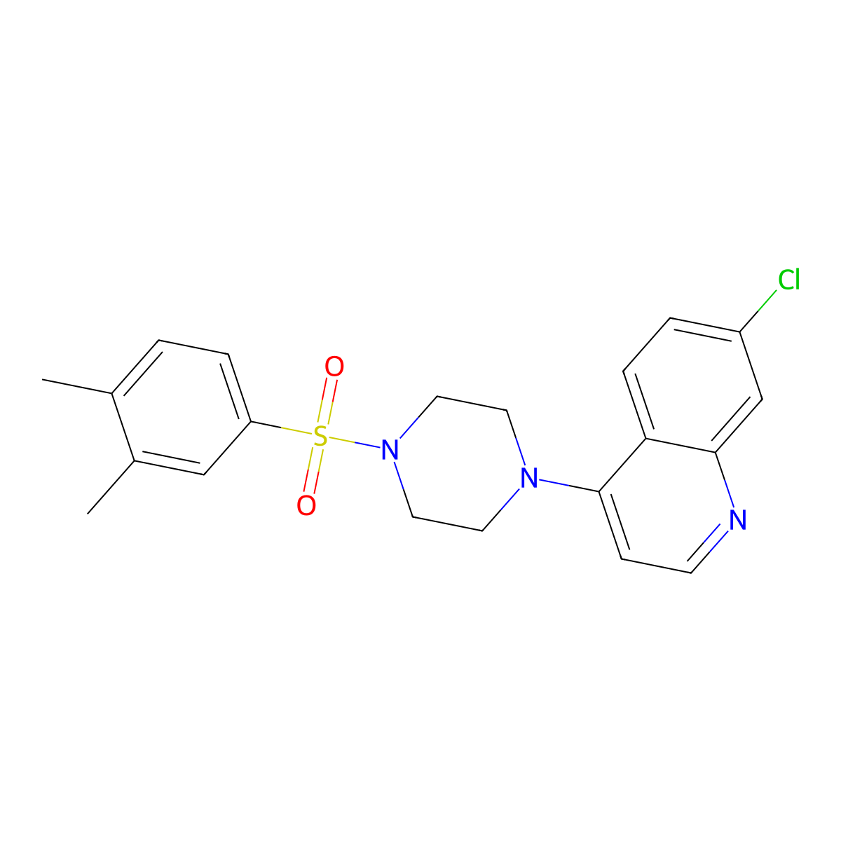 7-Chloro-4-[4-(3,4-dimethylphenyl)sulfonyl-1-piperazinyl]quinoline molecular structure, CAS 709005-50-5