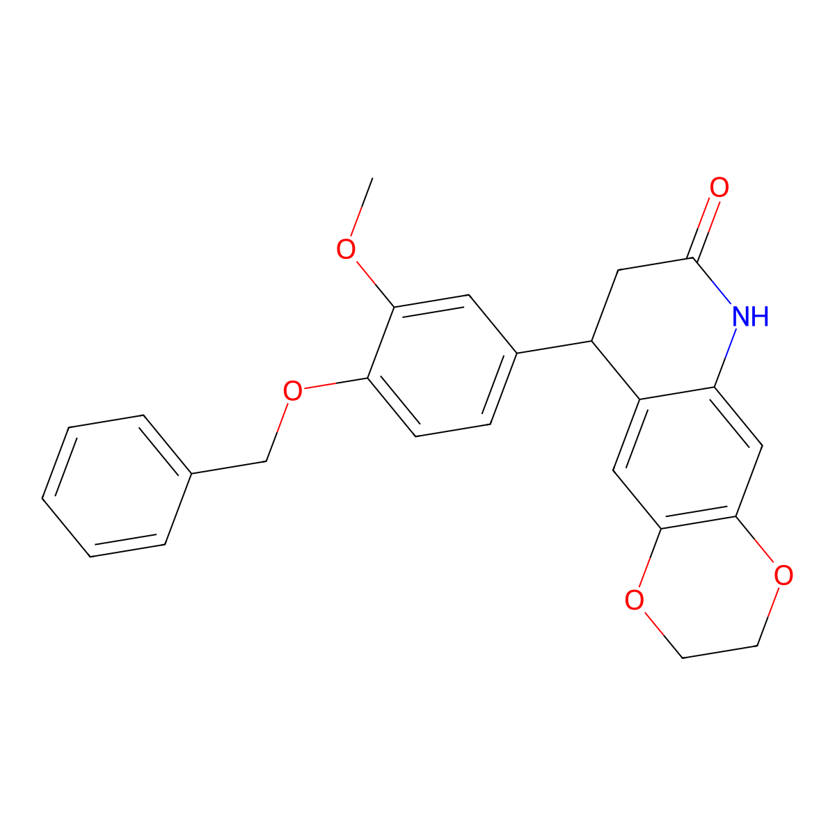 9-(3-methoxy-4-phenylmethoxyphenyl)-3,6,8,9-tetrahydro-2H-[1,4]dioxino[2,3-g]quinolin-7-one molecular structure, CAS 709005-61-8