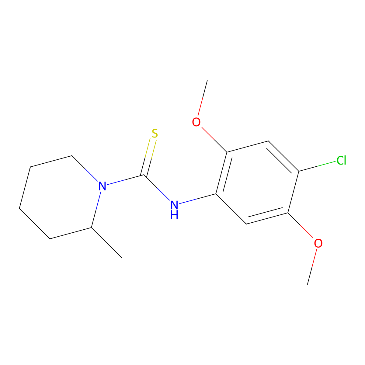 N-(4-chloro-2,5-dimethoxyphenyl)-2-methylpiperidine-1-carbothioamide molecular structure, CAS 709005-64-1