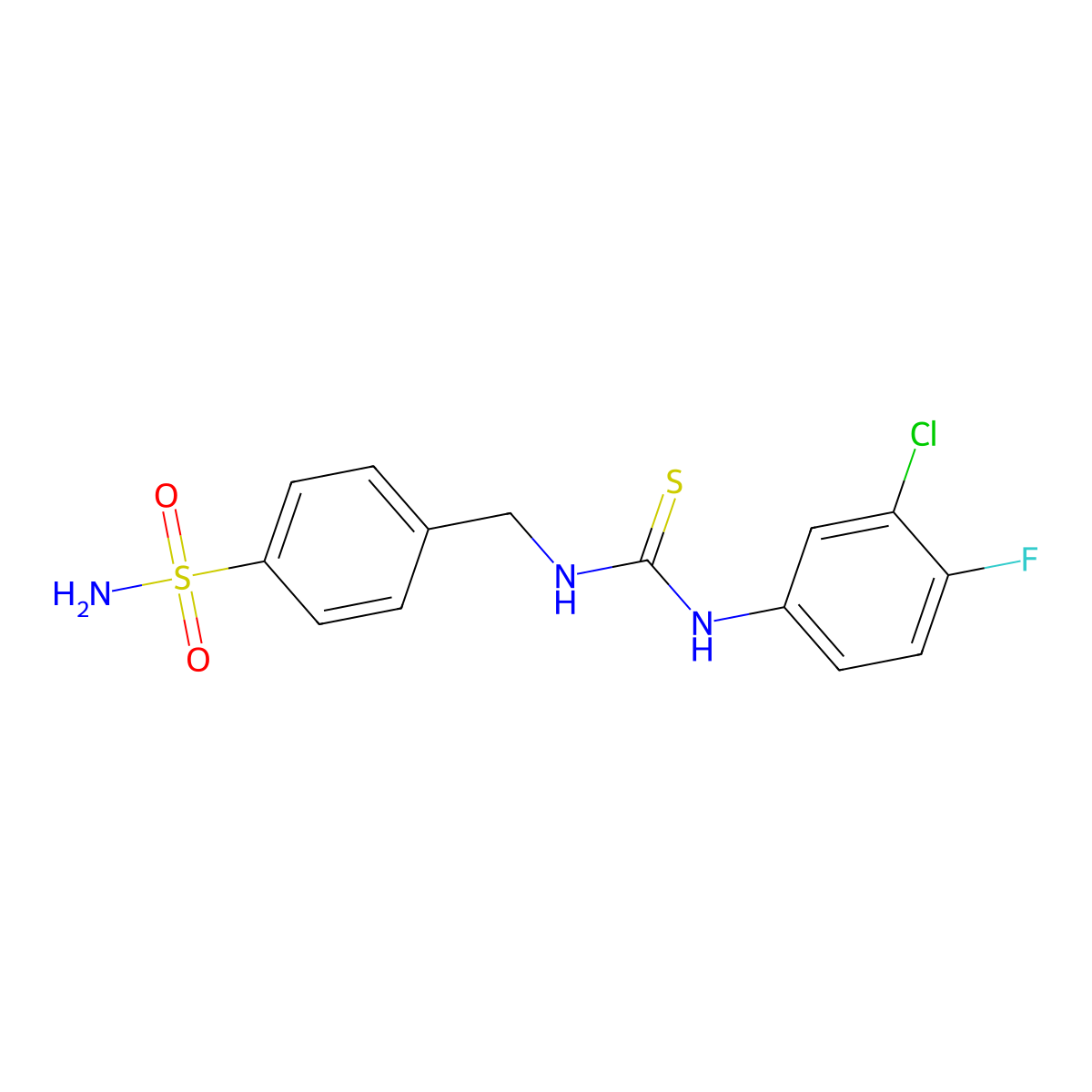 1-(3-Chloro-4-fluorophenyl)-3-[(4-sulfamoylphenyl)methyl]thiourea molecular structure, CAS 709005-76-5