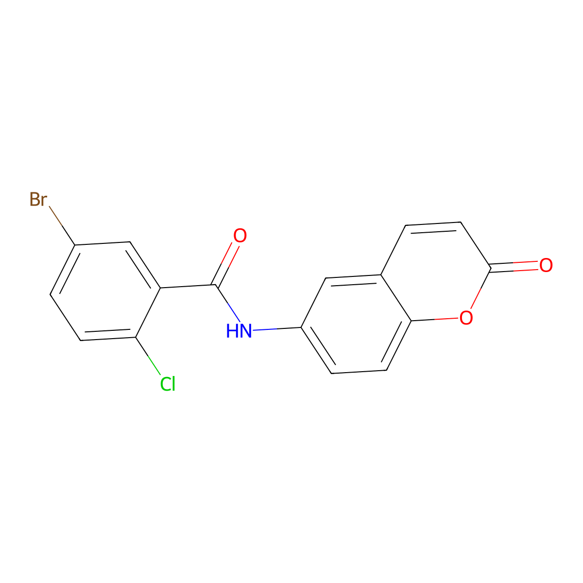5-bromo-2-chloro-N-(2-oxochromen-6-yl)benzamide molecular structure, CAS 709005-80-1