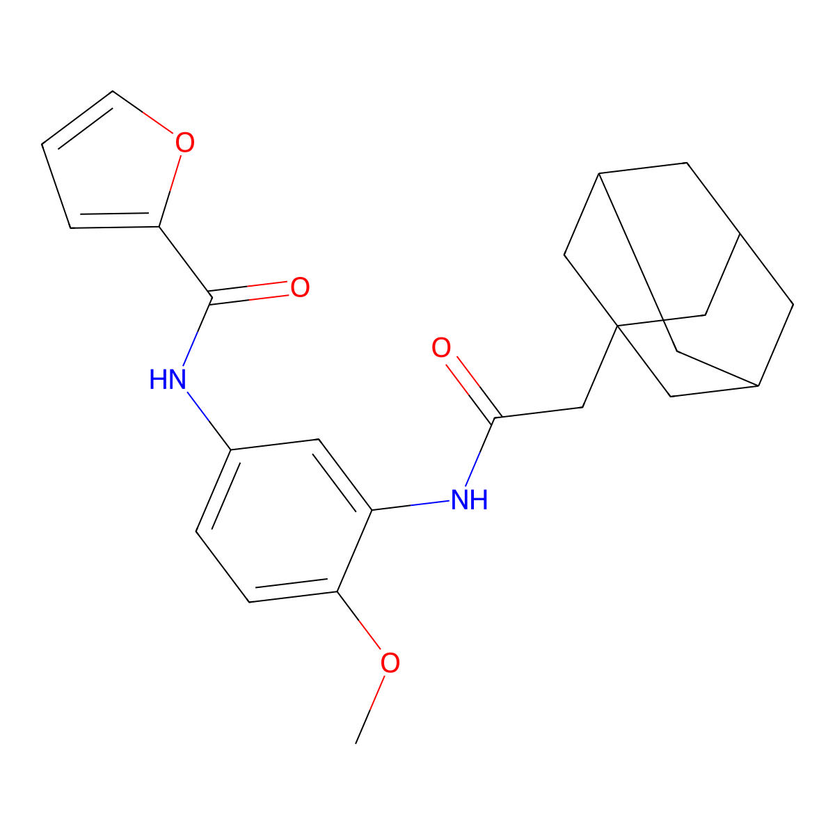 N-[3-[[2-(1-adamantyl)acetyl]amino]-4-methoxyphenyl]furan-2-carboxamide molecular structure, CAS 709006-00-8