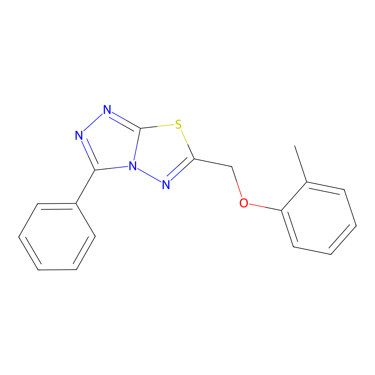 6-[(2-Methylphenoxy)methyl]-3-phenyl-[1,2,4]triazolo[3,4-b][1,3,4]thiadiazole molecular structure, CAS 709006-03-1