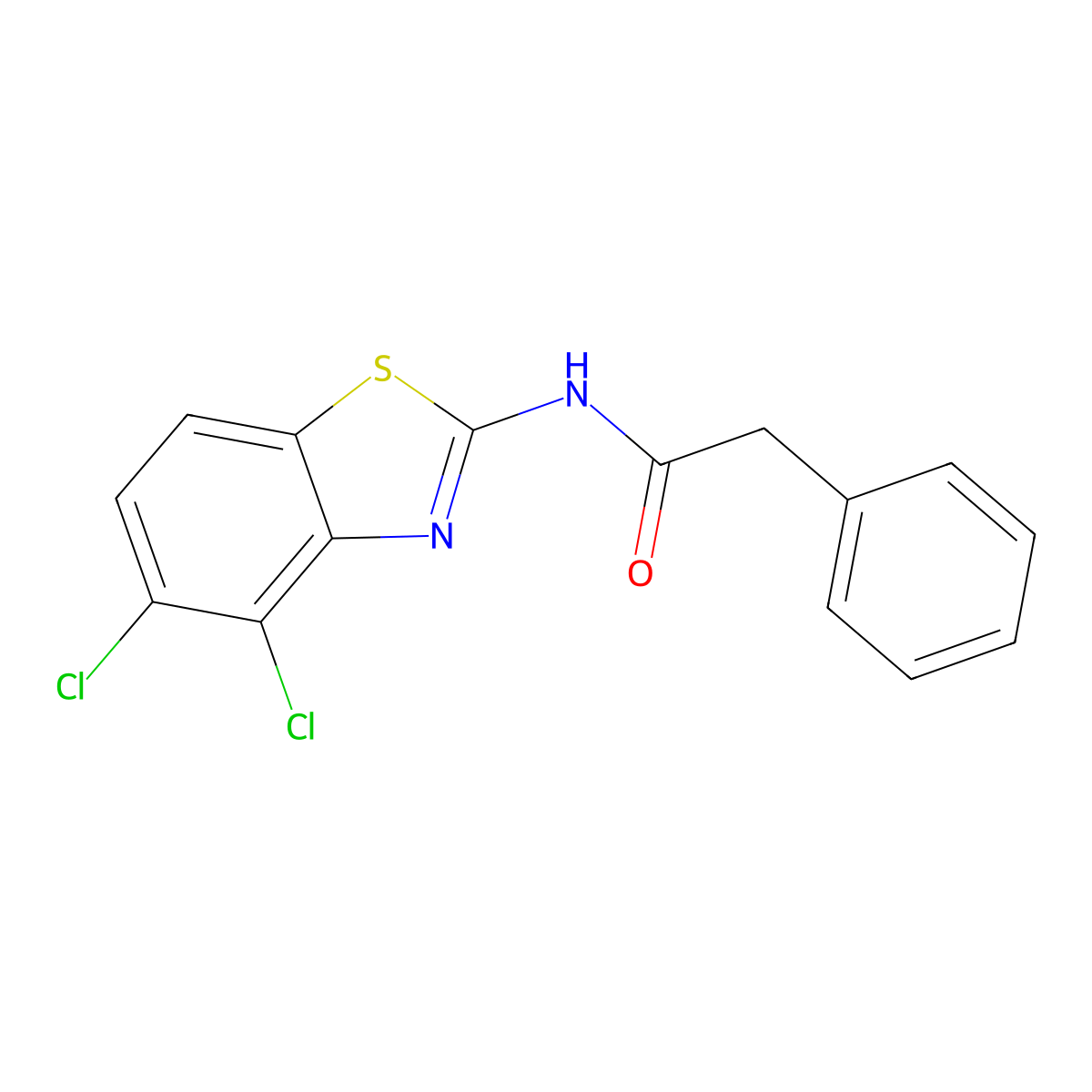 N-(4,5-dichloro-1,3-benzothiazol-2-yl)-2-phenylacetamide molecular structure, CAS 709006-09-7