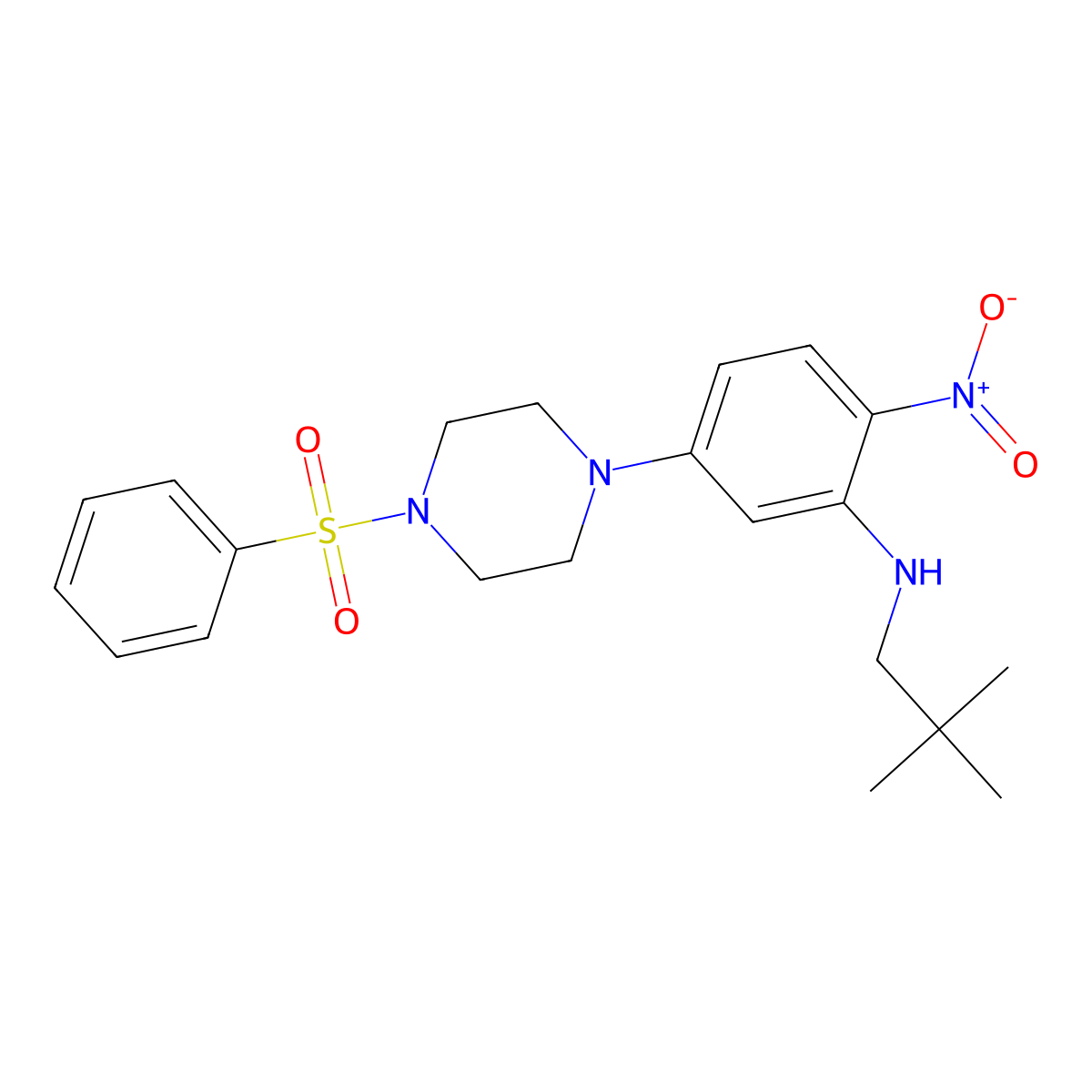 5-[4-(benzenesulfonyl)piperazin-1-yl]-N-(2,2-dimethylpropyl)-2-nitroaniline molecular structure, CAS 709006-11-1