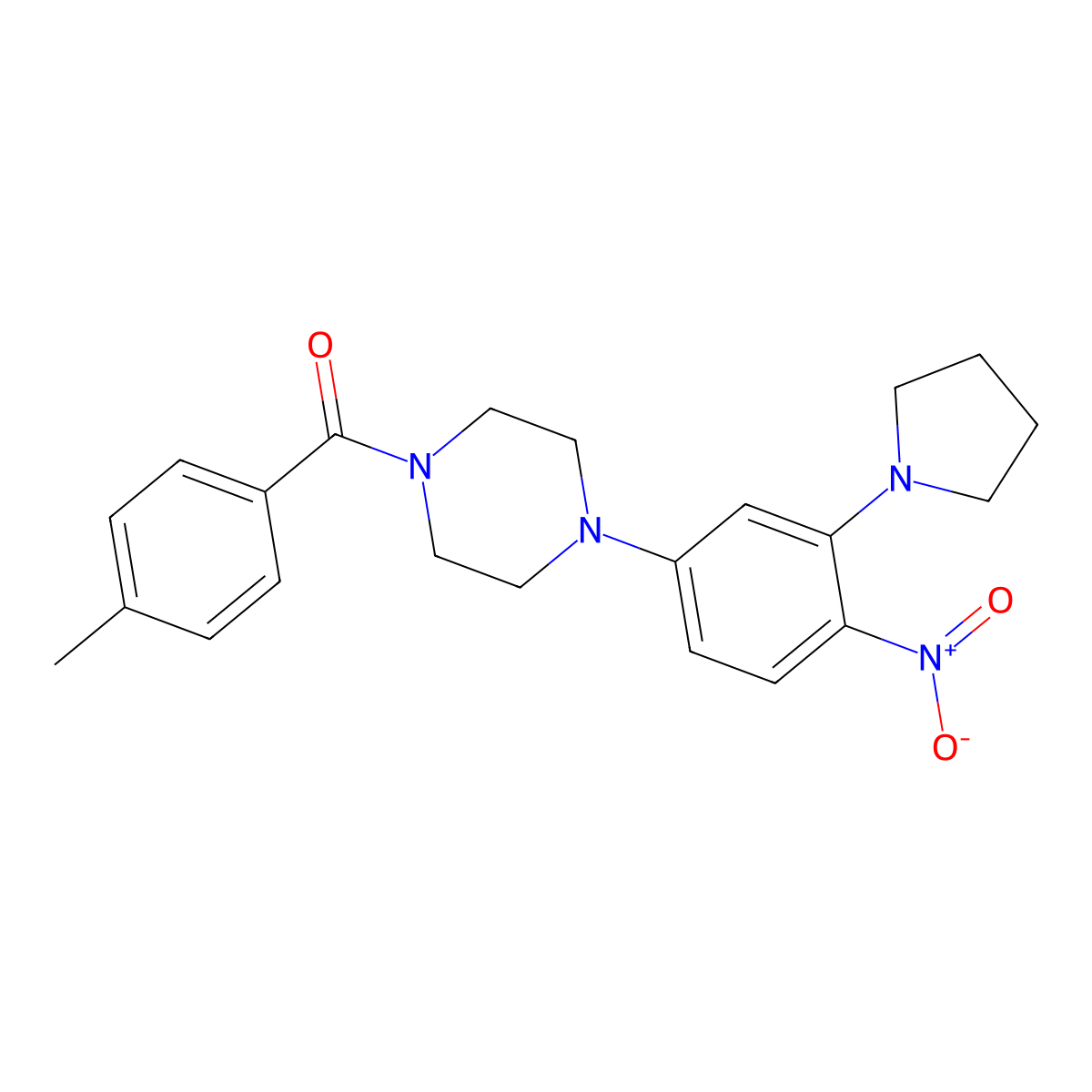 (4-Methylphenyl)-[4-(4-nitro-3-pyrrolidin-1-ylphenyl)piperazin-1-yl]methanone molecular structure, CAS 709006-13-3