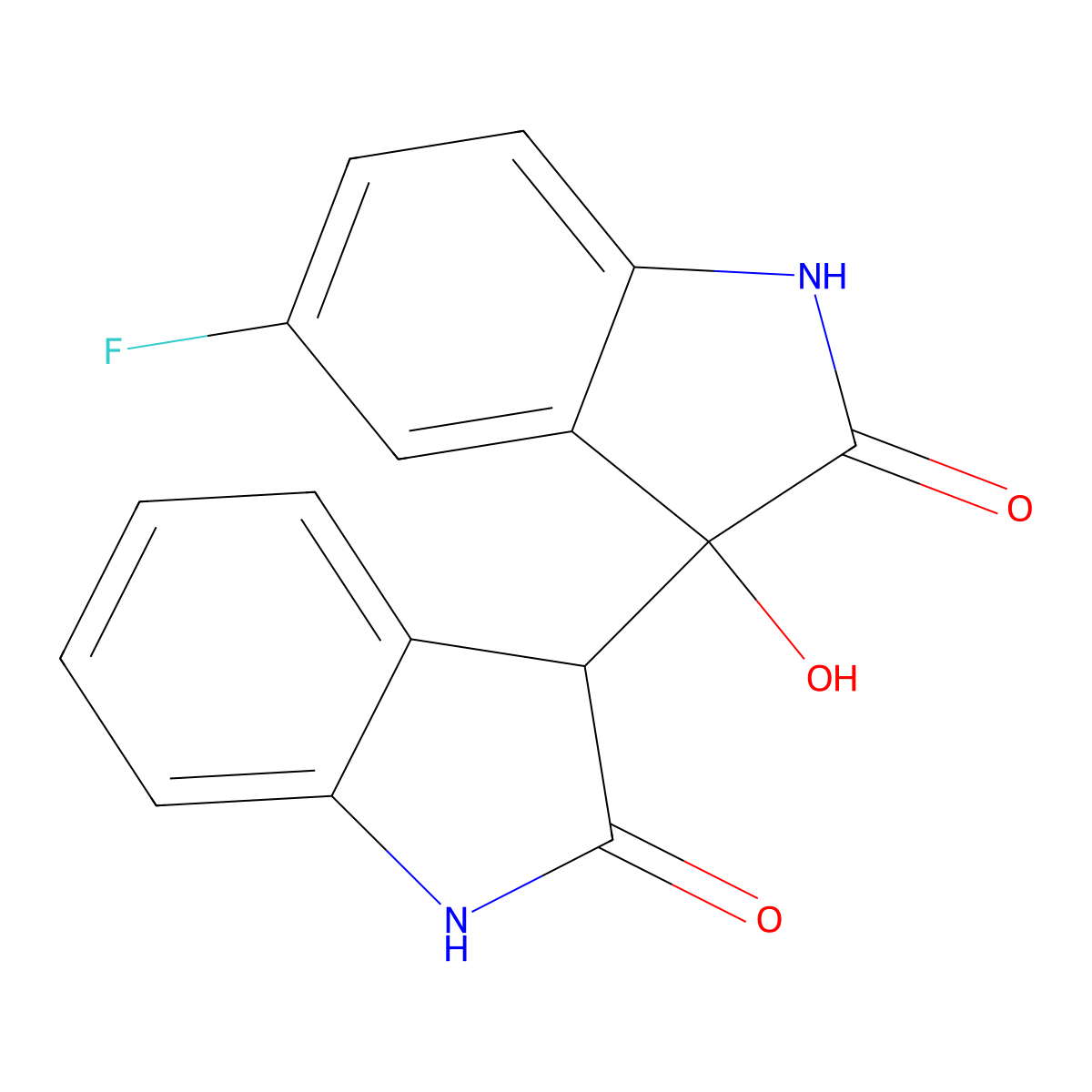 5-fluoro-3-hydroxy-3-(2-oxo-1,3-dihydroindol-3-yl)-1H-indol-2-one molecular structure, CAS 709006-43-9