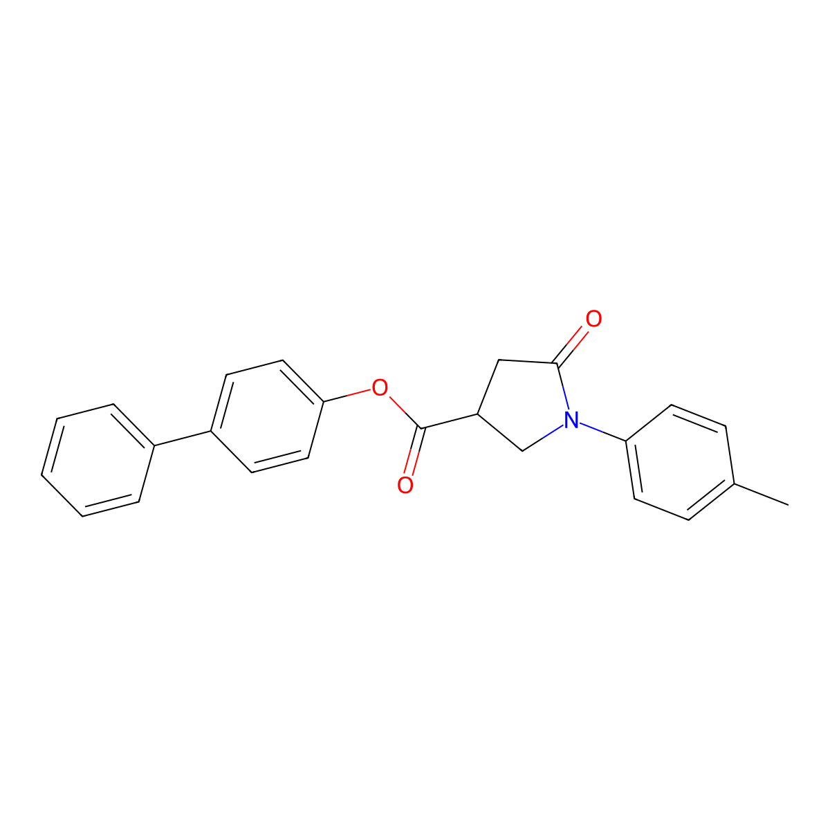 Biphenyl-4-yl 1-(4-methylphenyl)-5-oxopyrrolidine-3-carboxylate molecular structure, CAS 709006-73-5