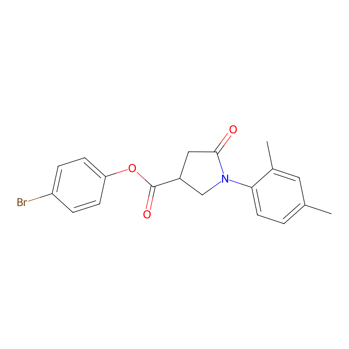 4-Bromophenyl 1-(2,4-dimethylphenyl)-5-oxopyrrolidine-3-carboxylate molecular structure, CAS 709006-78-0