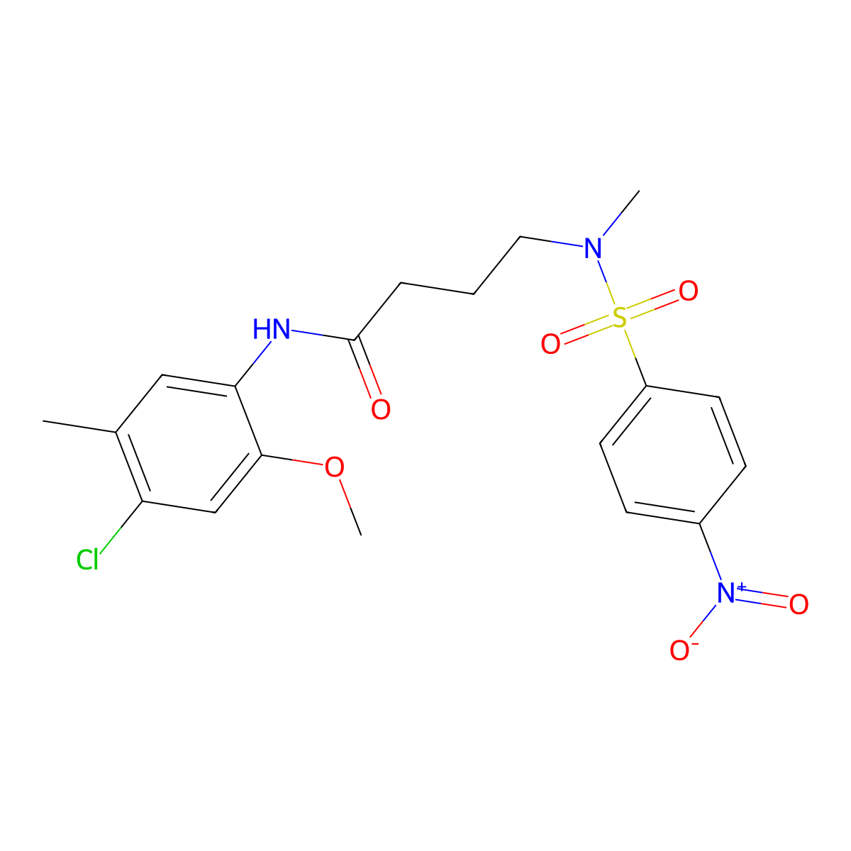 N-(4-chloro-2-methoxy-5-methylphenyl)-4-[methyl-(4-nitrophenyl)sulfonylamino]butanamide molecular structure, CAS 709006-80-4