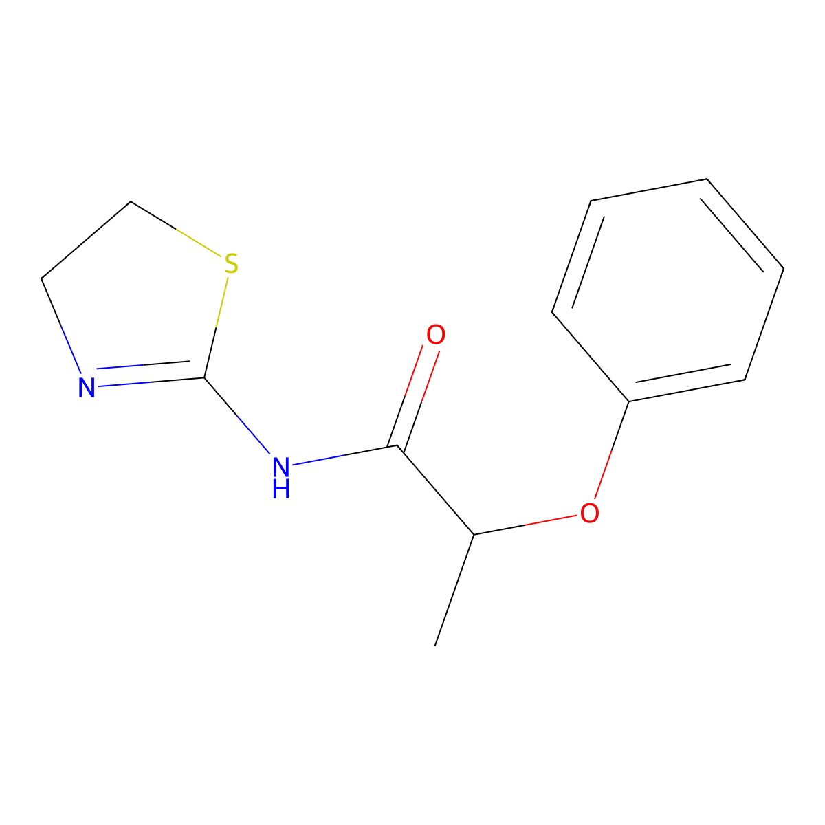 N-(4,5-dihydro-1,3-thiazol-2-yl)-2-phenoxypropanamide molecular structure, CAS 709006-88-2