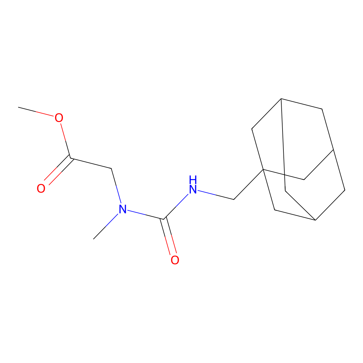 Methyl 2-[1-adamantylmethylcarbamoyl(methyl)amino]acetate molecular structure, CAS 709006-96-2
