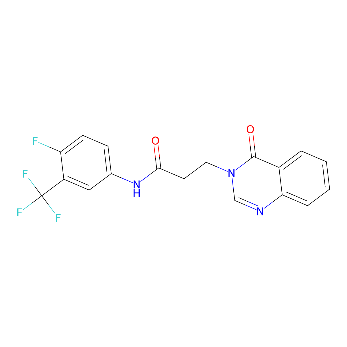N-[4-fluoro-3-(trifluoromethyl)phenyl]-3-(4-oxoquinazolin-3-yl)propanamide molecular structure, CAS 709007-16-9