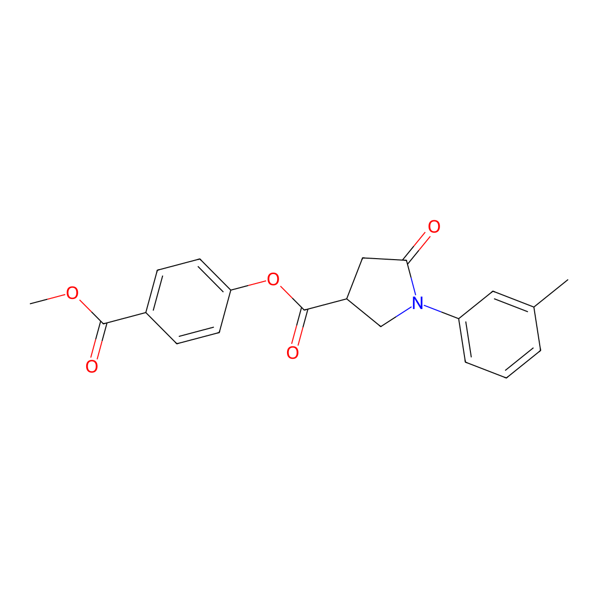 4-(Methoxycarbonyl)phenyl 1-(3-methylphenyl)-5-oxo-3-pyrrolidinecarboxylate molecular structure, CAS 709007-25-0