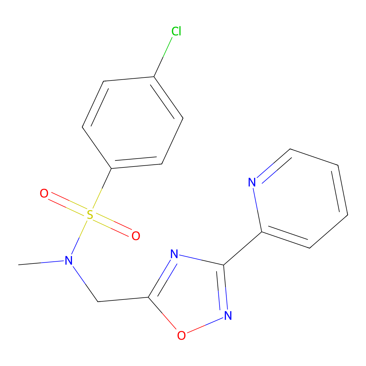 4-chloro-N-methyl-N-[(3-pyridin-2-yl-1,2,4-oxadiazol-5-yl)methyl]benzenesulfonamide molecular structure, CAS 709008-75-3