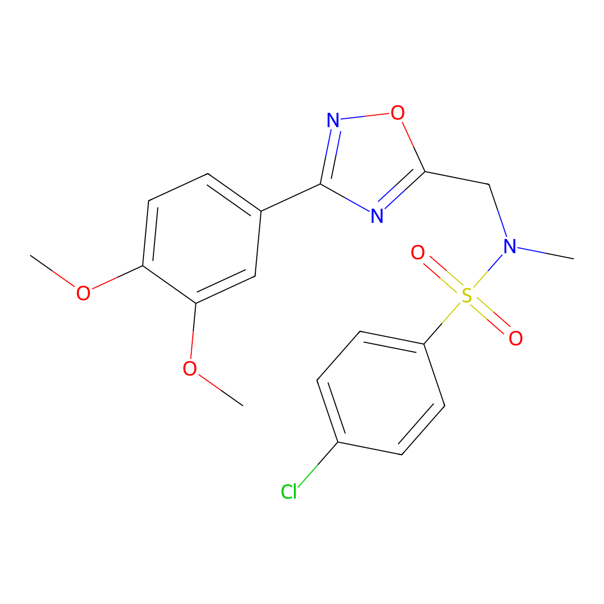 4-chloro-N-[[3-(3,4-dimethoxyphenyl)-1,2,4-oxadiazol-5-yl]methyl]-N-methylbenzenesulfonamide molecular structure, CAS 709008-78-6