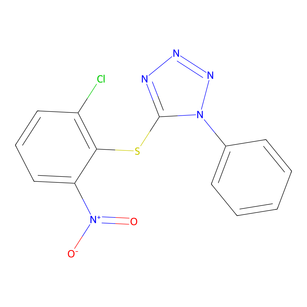 5-(2-Chloro-6-nitrophenyl)sulfanyl-1-phenyltetrazole molecular structure, CAS 709008-87-7