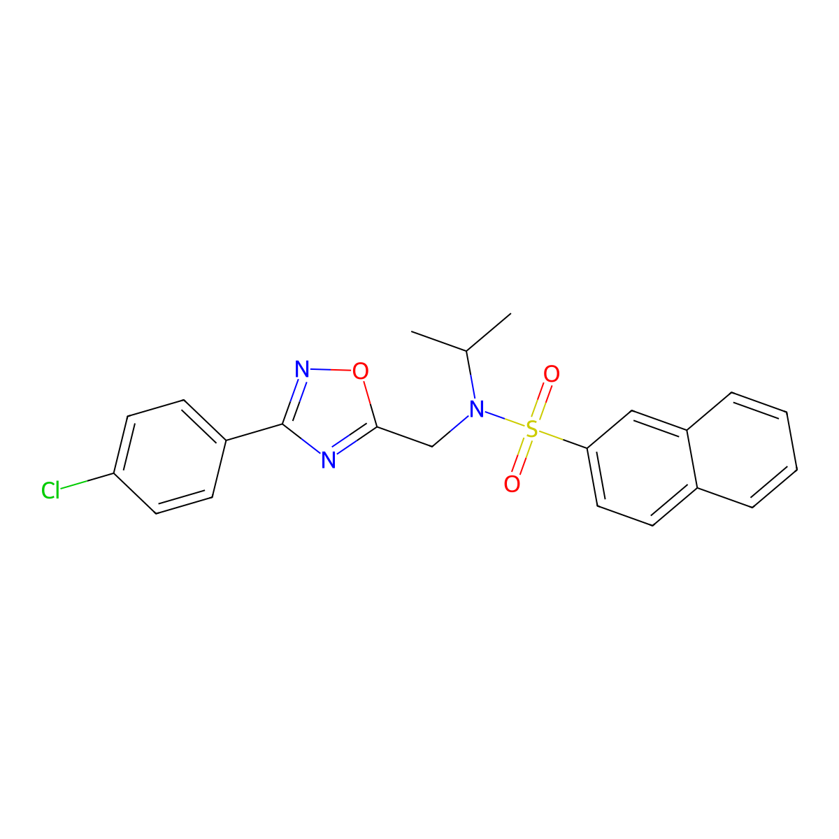 N-[[3-(4-chlorophenyl)-1,2,4-oxadiazol-5-yl]methyl]-N-propan-2-ylnaphthalene-2-sulfonamide molecular structure, CAS 709008-88-8
