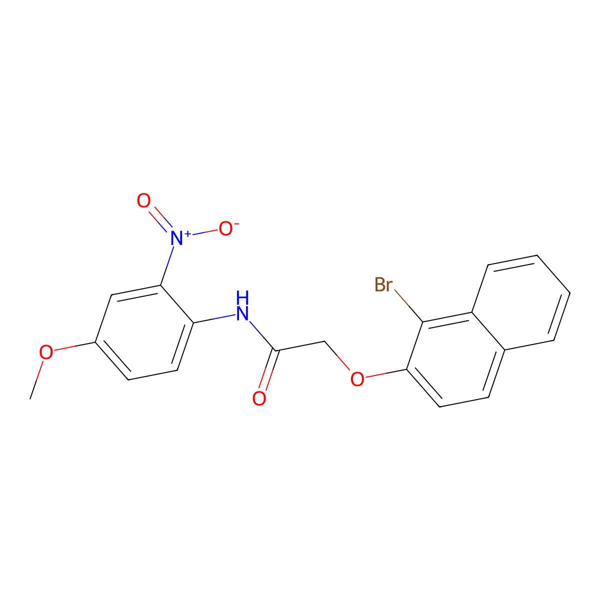 2-(1-bromonaphthalen-2-yl)oxy-N-(4-methoxy-2-nitrophenyl)acetamide molecular structure, CAS 709009-12-1