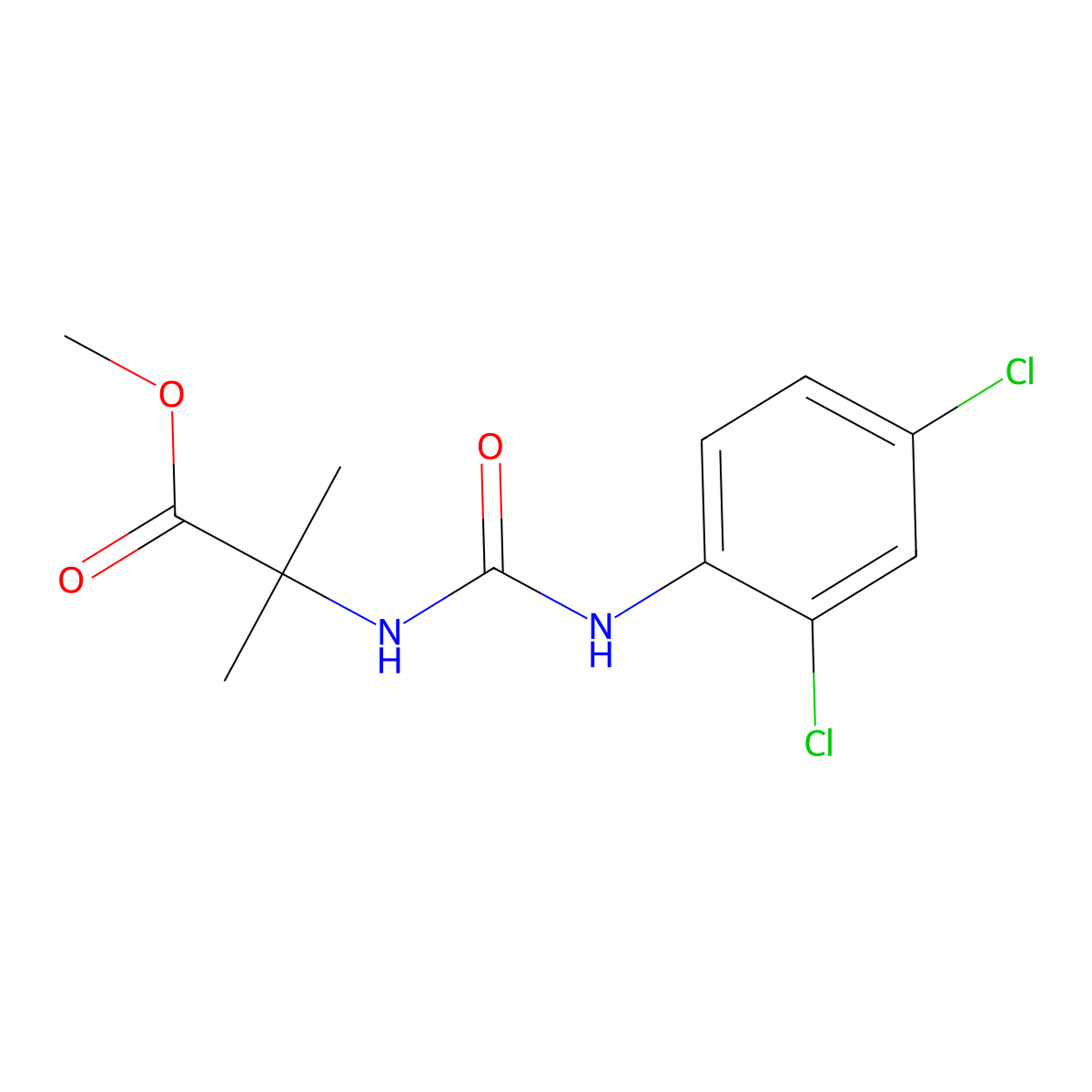 Methyl 2-[(2,4-dichlorophenyl)carbamoylamino]-2-methylpropanoate molecular structure, CAS 709009-14-3