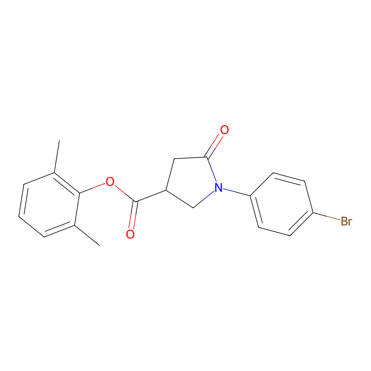 2,6-Dimethylphenyl 1-(4-bromophenyl)-5-oxopyrrolidine-3-carboxylate molecular structure, CAS 709009-18-7