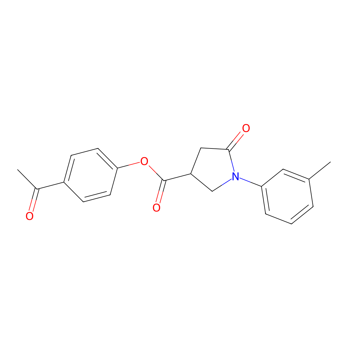 4-Acetylphenyl 1-(3-methylphenyl)-5-oxo-3-pyrrolidinecarboxylate molecular structure, CAS 709009-25-6