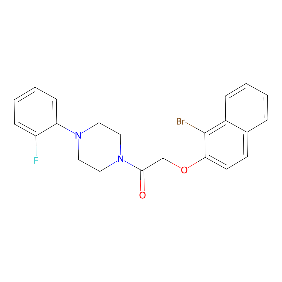 2-(1-Bromonaphthalen-2-yl)oxy-1-[4-(2-fluorophenyl)piperazin-1-yl]ethanone molecular structure, CAS 709009-26-7