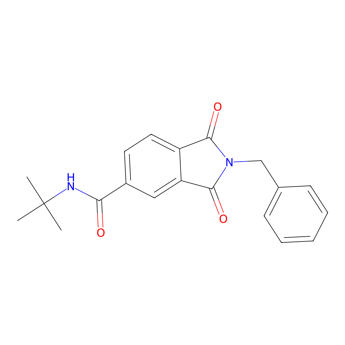 2-benzyl-N-tert-butyl-1,3-dioxoisoindole-5-carboxamide molecular structure, CAS 709009-31-4