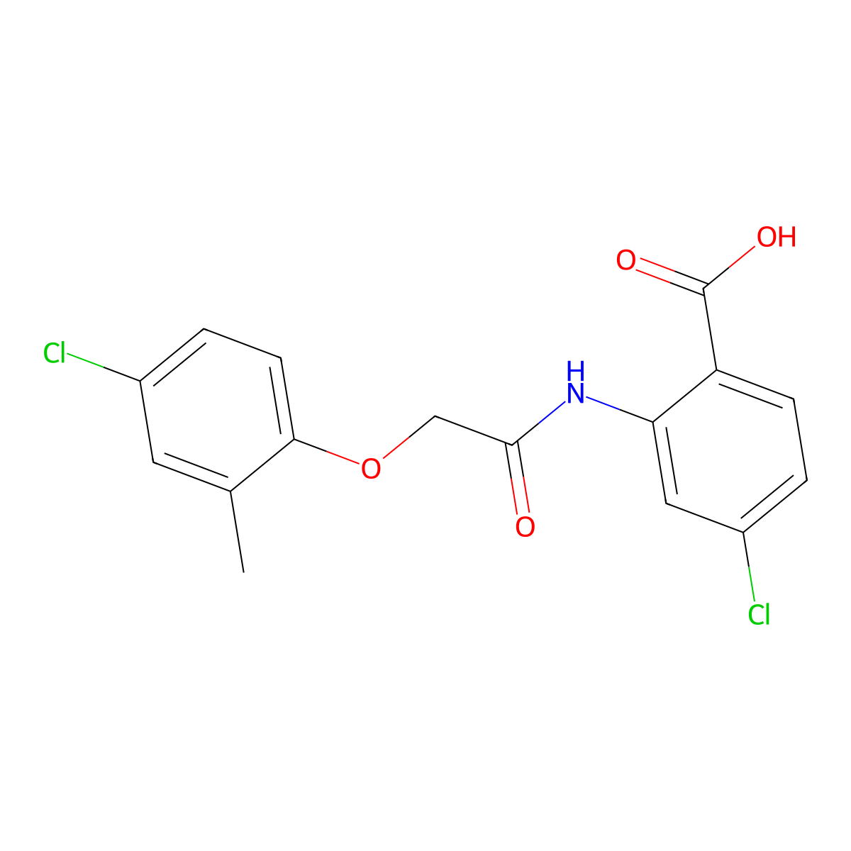 4-Chloro-2-{[(4-chloro-2-methylphenoxy)acetyl]amino}benzoic acid molecular structure, CAS 709009-34-7
