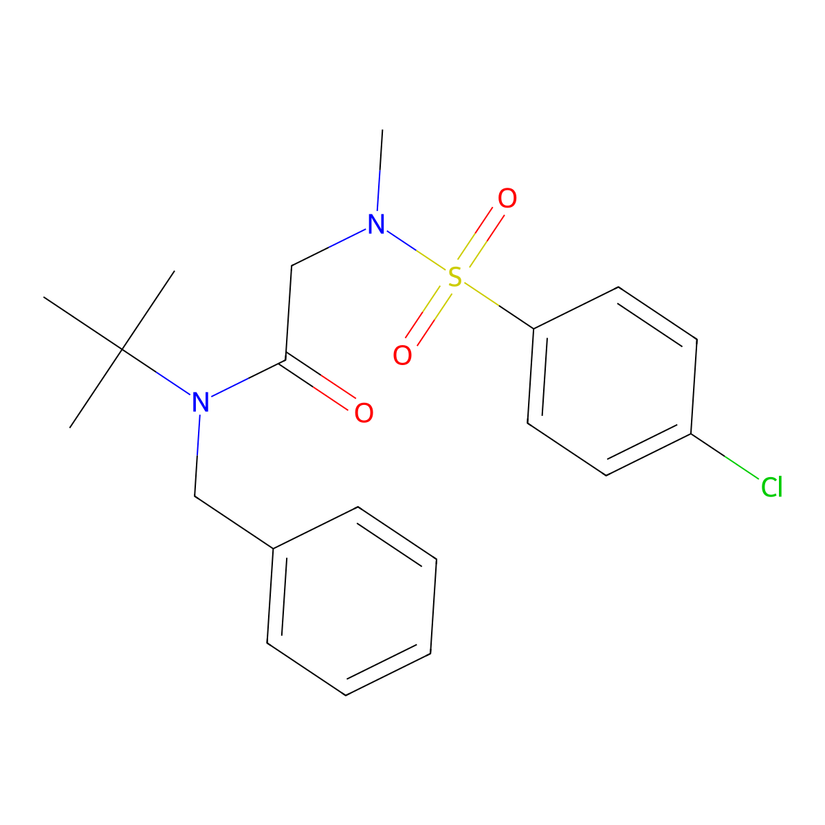 N-benzyl-N-tert-butyl-2-[(4-chlorophenyl)sulfonyl-methylamino]acetamide molecular structure, CAS 709009-39-2