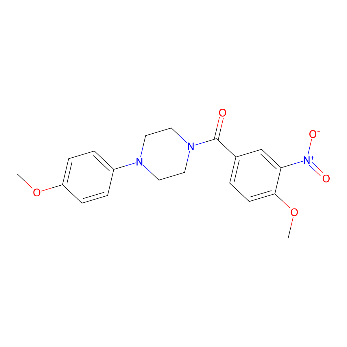 (4-Methoxy-3-nitrophenyl)-[4-(4-methoxyphenyl)piperazin-1-yl]methanone molecular structure, CAS 709009-46-1