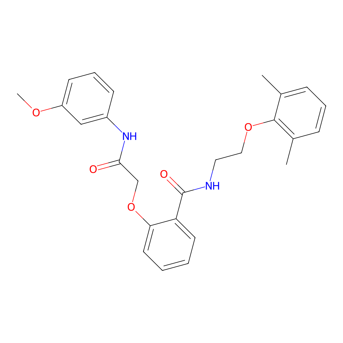 N-[2-(2,6-dimethylphenoxy)ethyl]-2-[2-(3-methoxyanilino)-2-oxoethoxy]benzamide molecular structure, CAS 709009-56-3