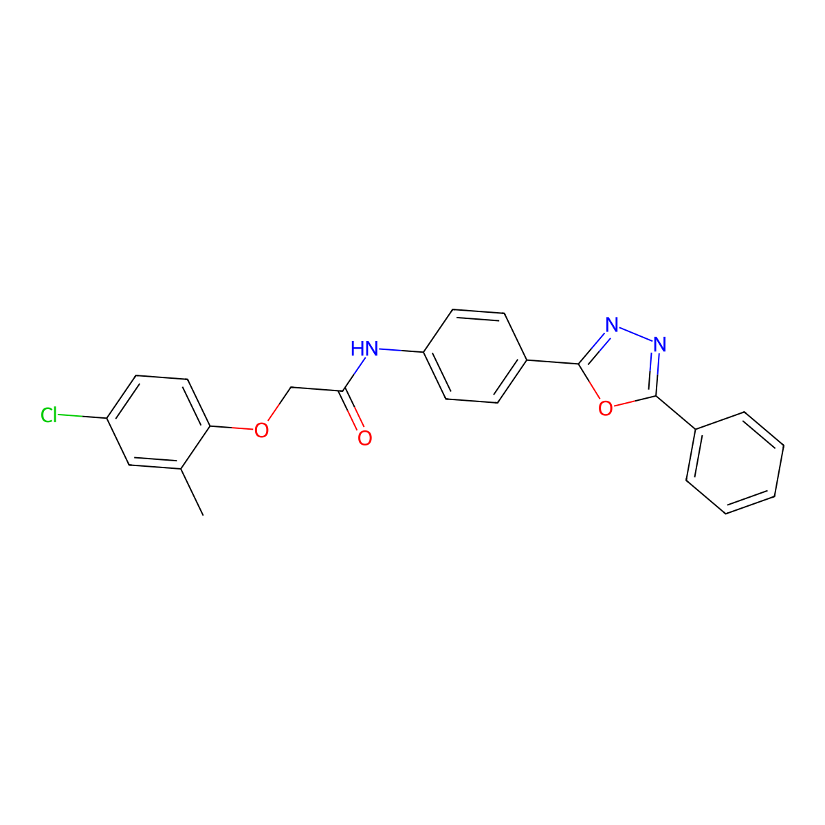 2-(4-chloro-2-methylphenoxy)-N-[4-(5-phenyl-1,3,4-oxadiazol-2-yl)phenyl]acetamide molecular structure, CAS 709009-58-5