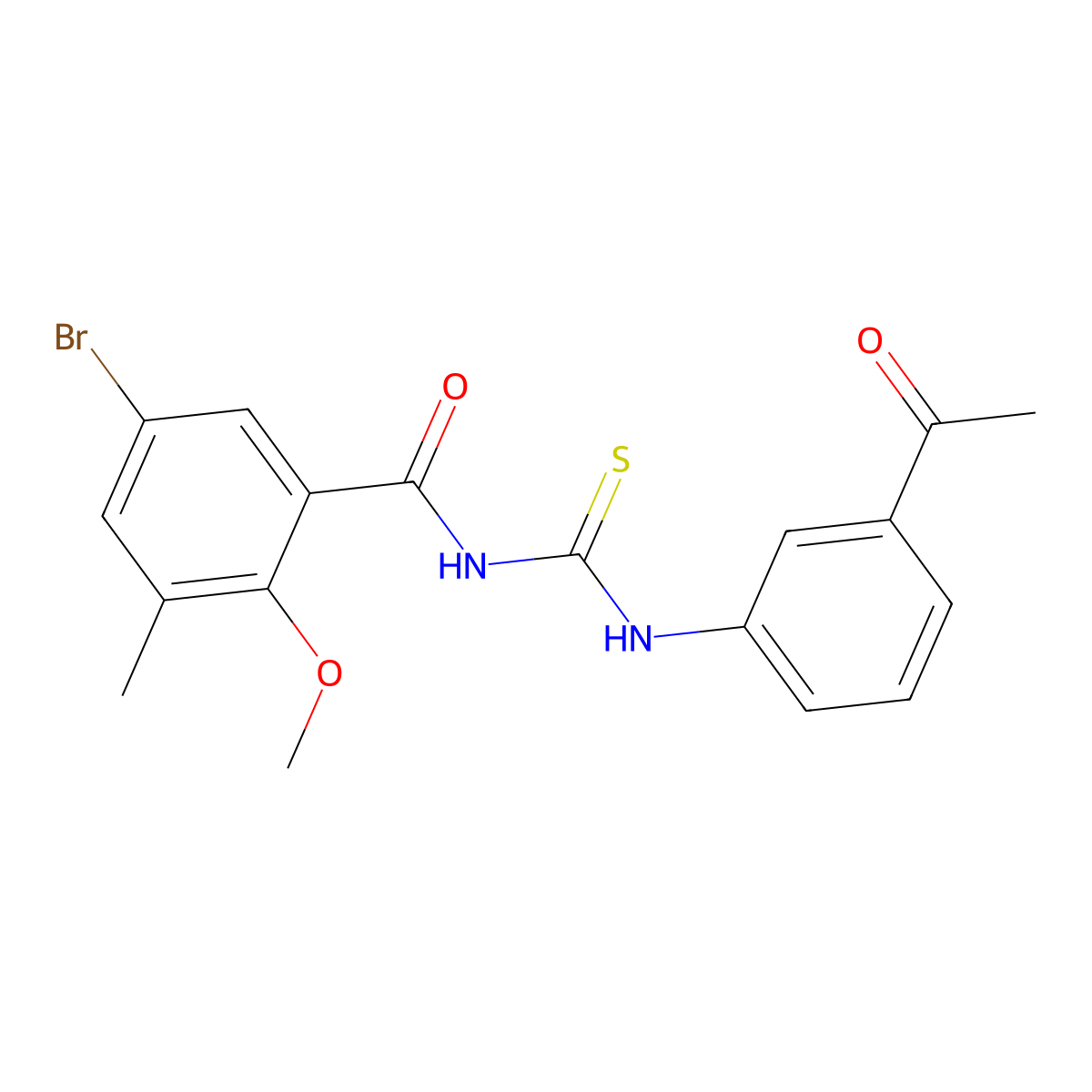 N-[(3-acetylphenyl)carbamothioyl]-5-bromo-2-methoxy-3-methylbenzamide molecular structure, CAS 709009-61-0