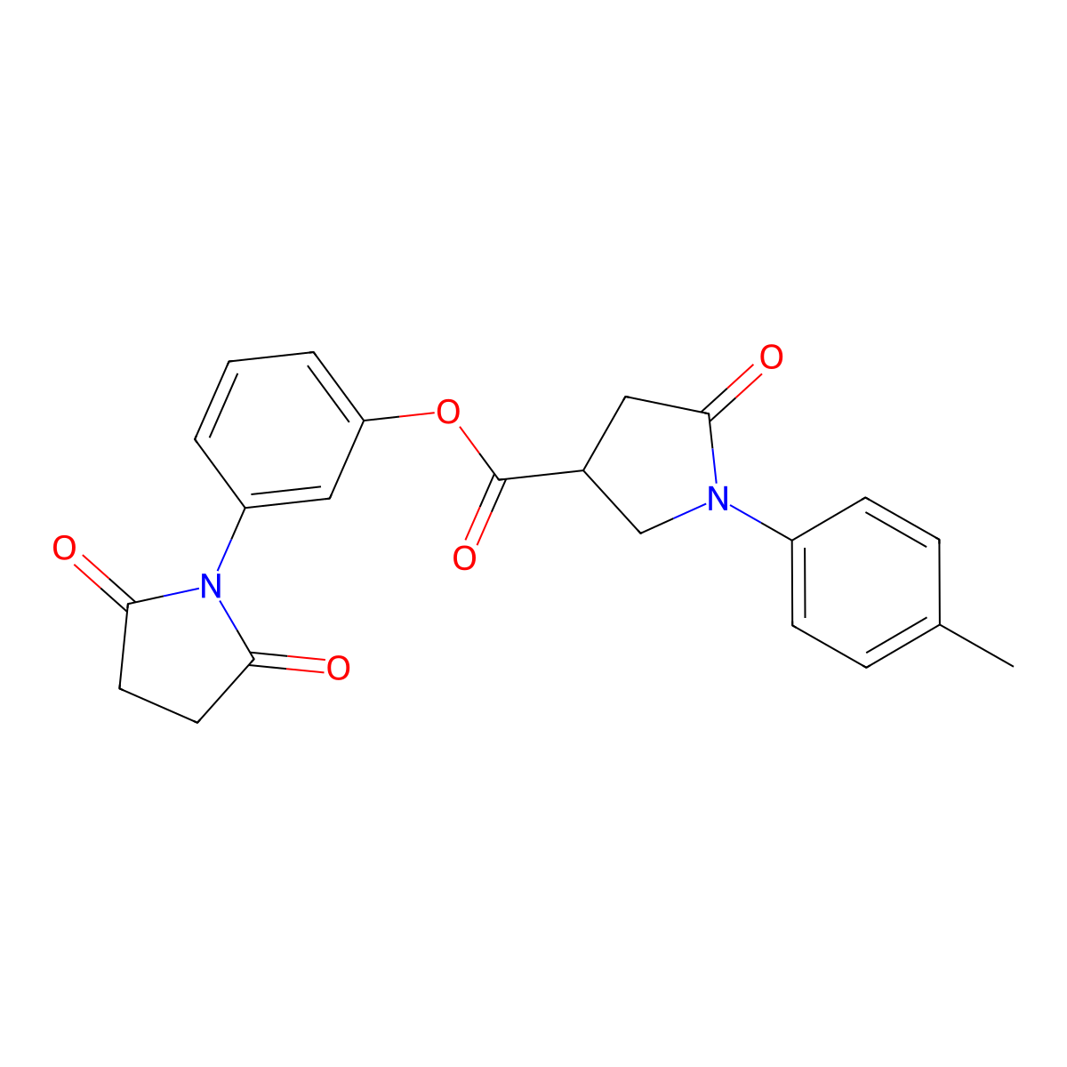 3-(2,5-Dioxopyrrolidin-1-yl)phenyl 1-(4-methylphenyl)-5-oxopyrrolidine-3-carboxylate molecular structure, CAS 709009-62-1