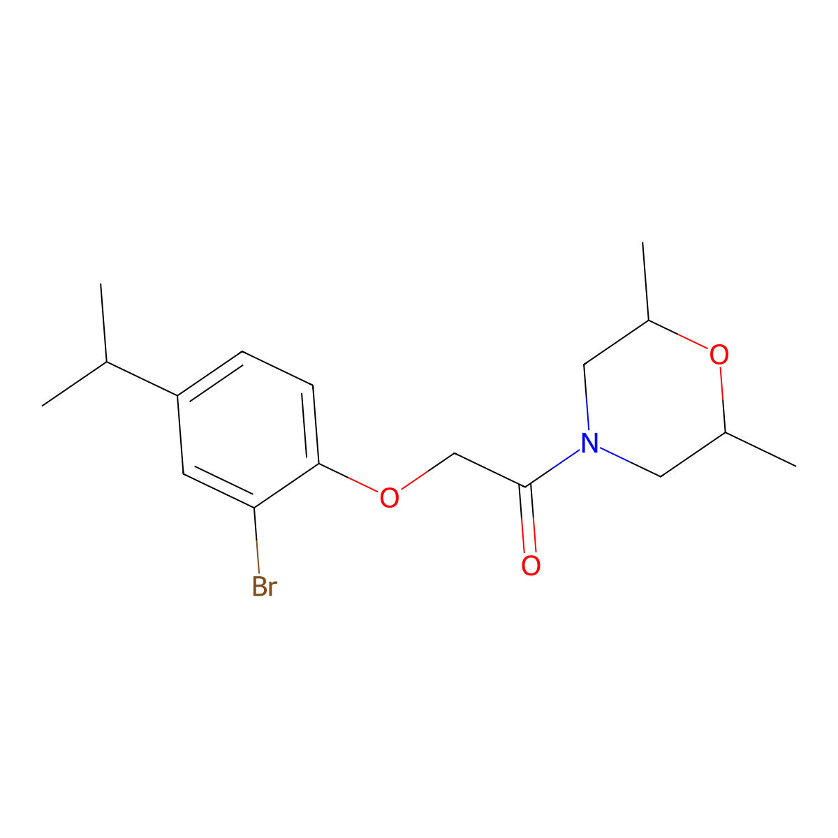 2-(2-Bromo-4-propan-2-ylphenoxy)-1-(2,6-dimethylmorpholin-4-yl)ethanone molecular structure, CAS 709010-07-1