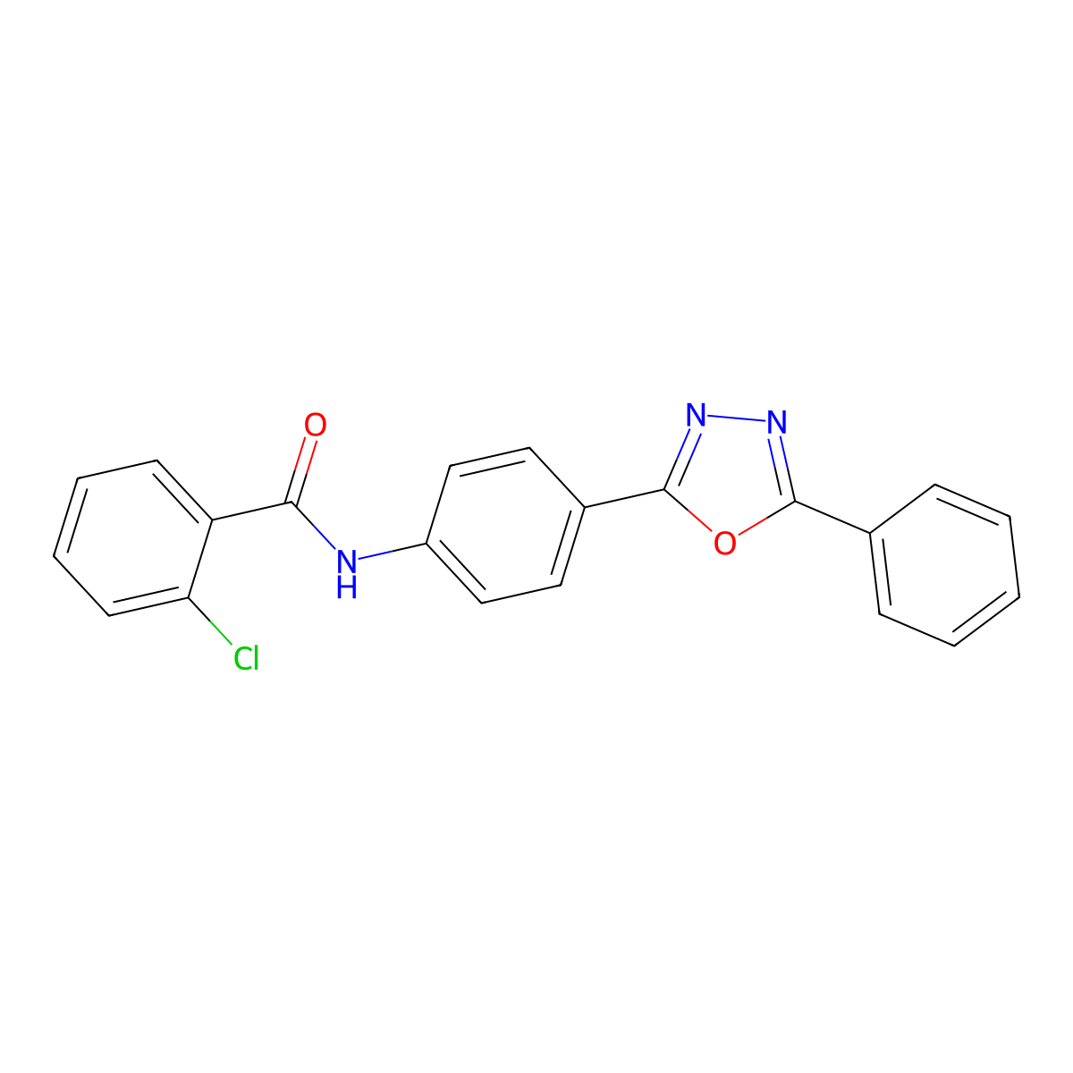 2-chloro-N-[4-(5-phenyl-1,3,4-oxadiazol-2-yl)phenyl]benzamide molecular structure, CAS 709010-11-7