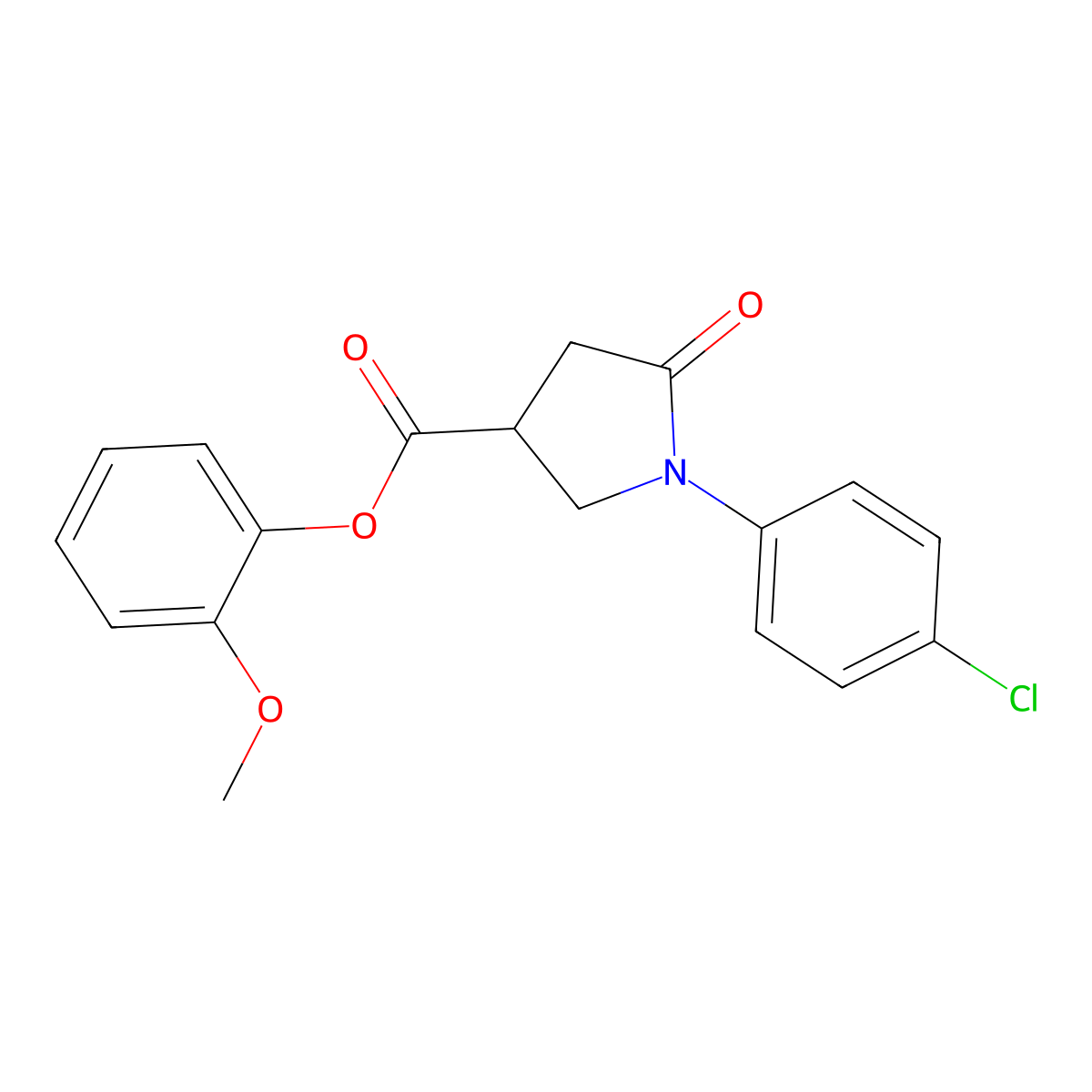 2-Methoxyphenyl 1-(4-chlorophenyl)-5-oxopyrrolidine-3-carboxylate molecular structure, CAS 709010-16-2